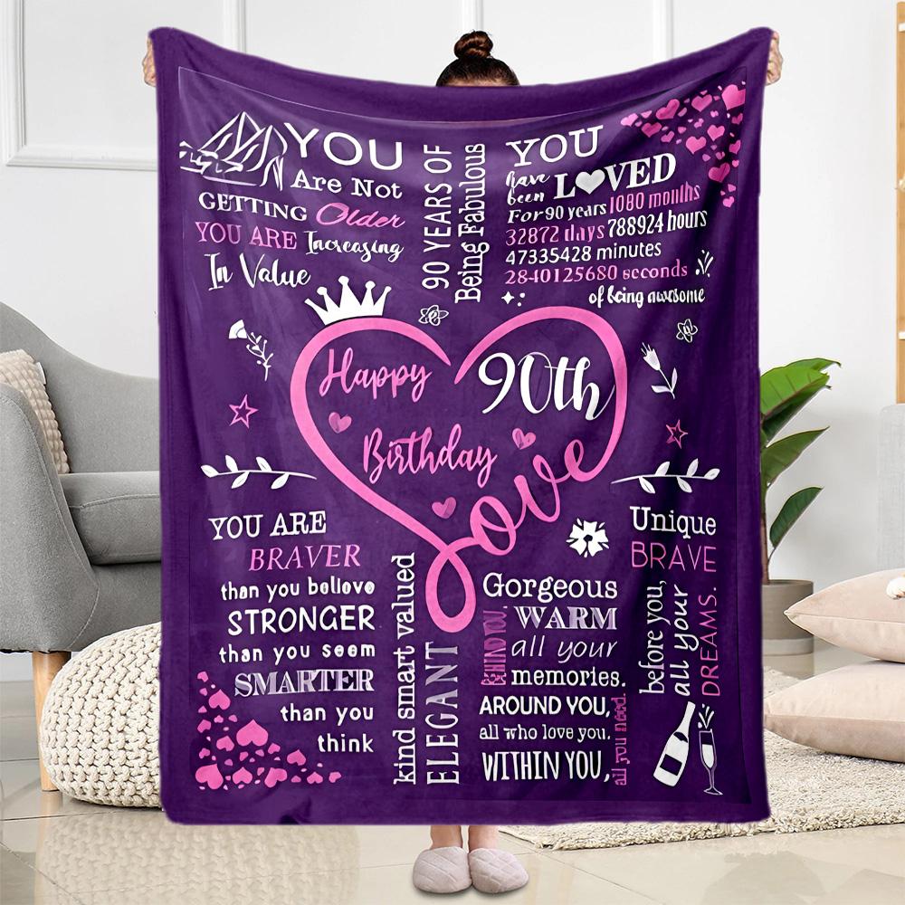 1 pezzo Coperta Celebrazione 90° Compleanno Morbida e Calda per Divano Ufficio Campeggio Viaggio Soggiorno Ottimo Regalo per Amici e Famiglia Comoda