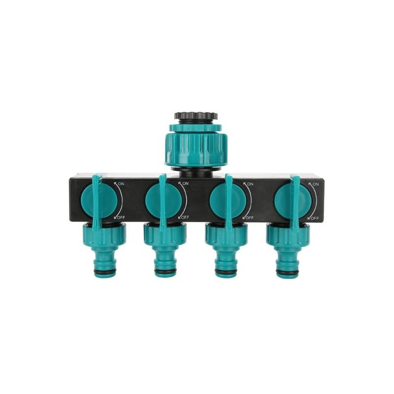 4 Way Water Hose Splitter Distributor 1 to 4 Water Inlet Wide Application Plastic for Agricultural Production Irrigation синий