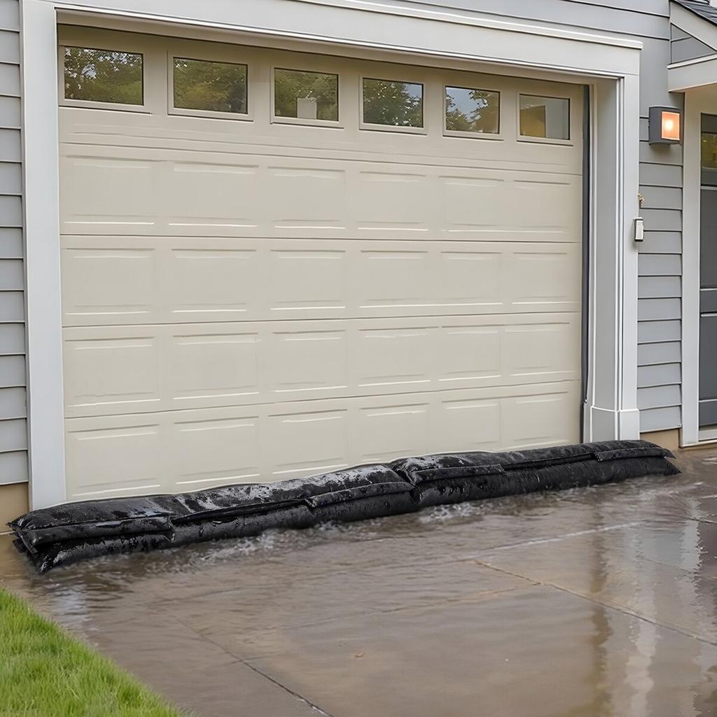 Flood Barrier, 10 Pack, 1530 X 210 Mm Flood Bags with Bucket, Reusable Water Absorbent Barrier Activated by Water, Sandless Sandbags Blockage,