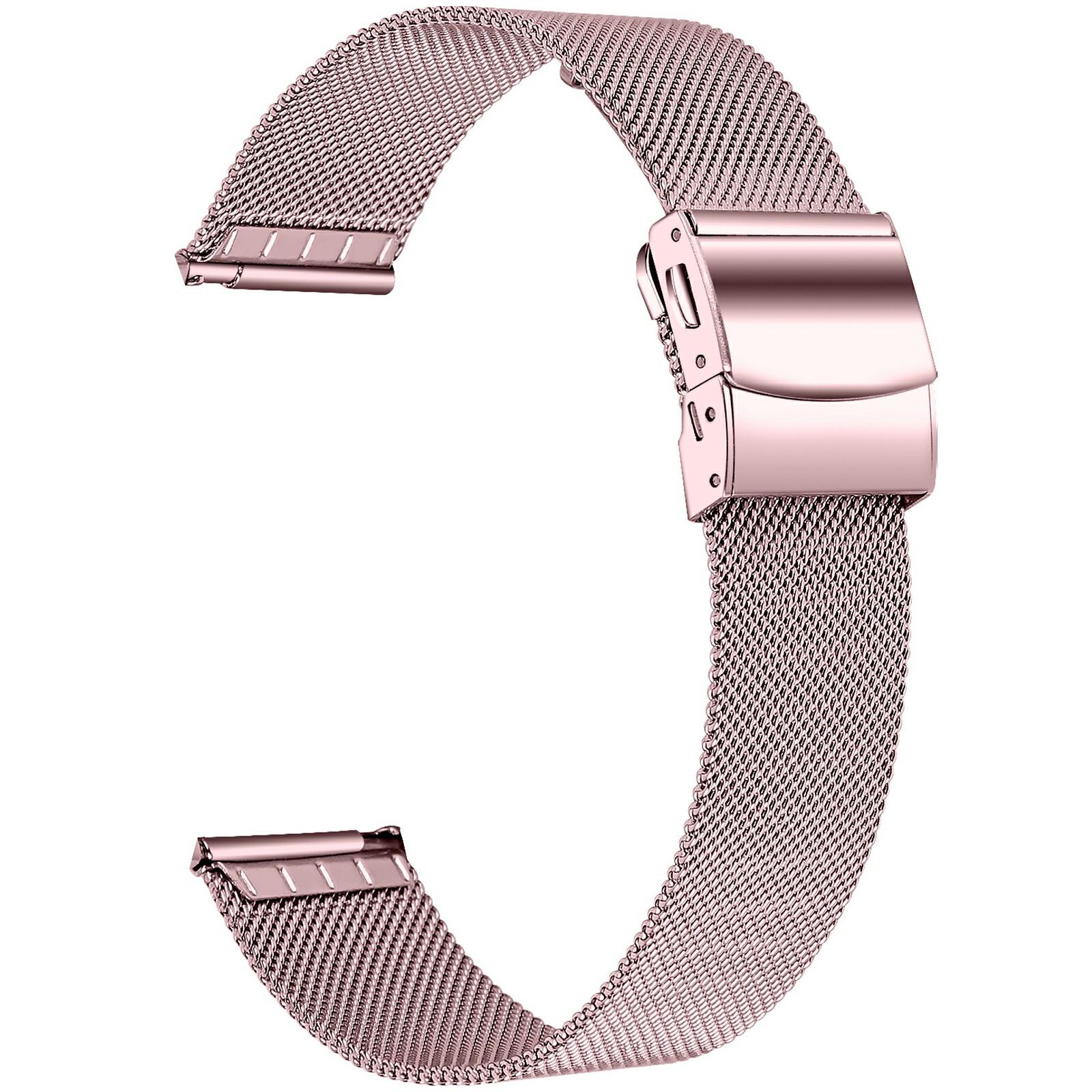 

For Samsung Galaxy Watch7 44mm/40mm Metal Watch Strap Milanese Mesh Wrist Band with Folding Buckle Rose Pink