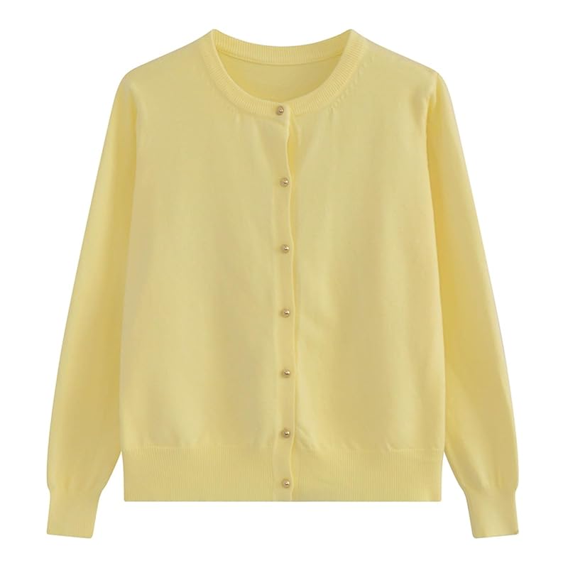 

[Ruixi] cardigan ladies long sleeve Plain color spring cardigan knit Washable Office work Thin Haori office simple Kirame Cooling measures Relaxing