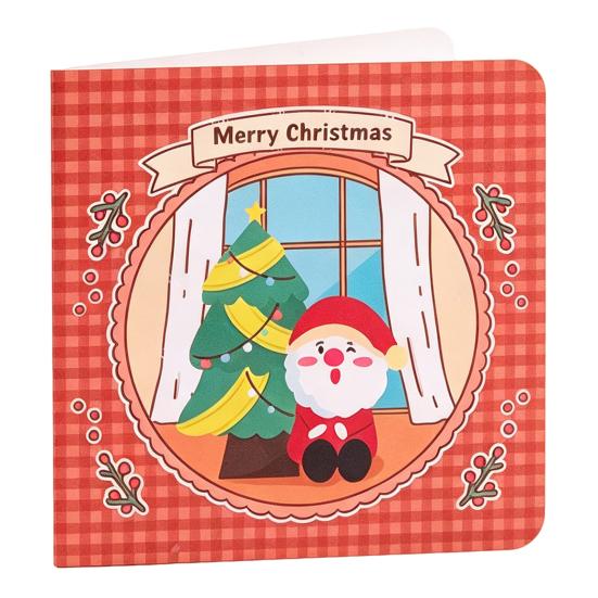 Christmas Party Favors 10Pcs Merry Greeting Cards Set, Folding Cartoon Blank Note Cards, Festive Blessing for Holiday Gift Paperboard