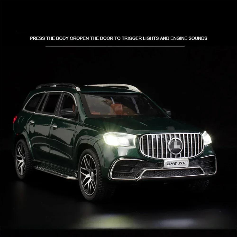 1/24 Benz GLS63 AMG Scale Alloy Diecast Toy Model Simulation Metal Vehicles Toy SUV Pull Back Sound Light Toys for Children