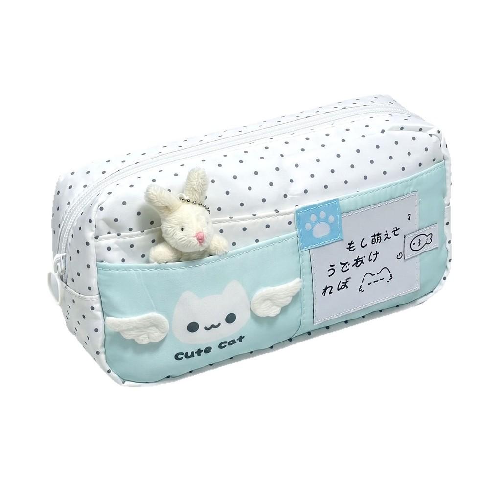 Polyester Multi Layer Cat Pencil Case With Large Capacity For Students And Office Use