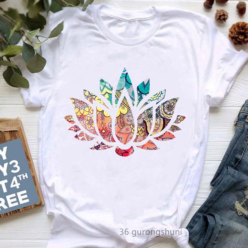 

Buddha Chakra Meditation Print Tshirt Women s Clothing Yoga White T Shirt Femme Funny T-Shirt Female Harajuku Shirt Tops L білий
