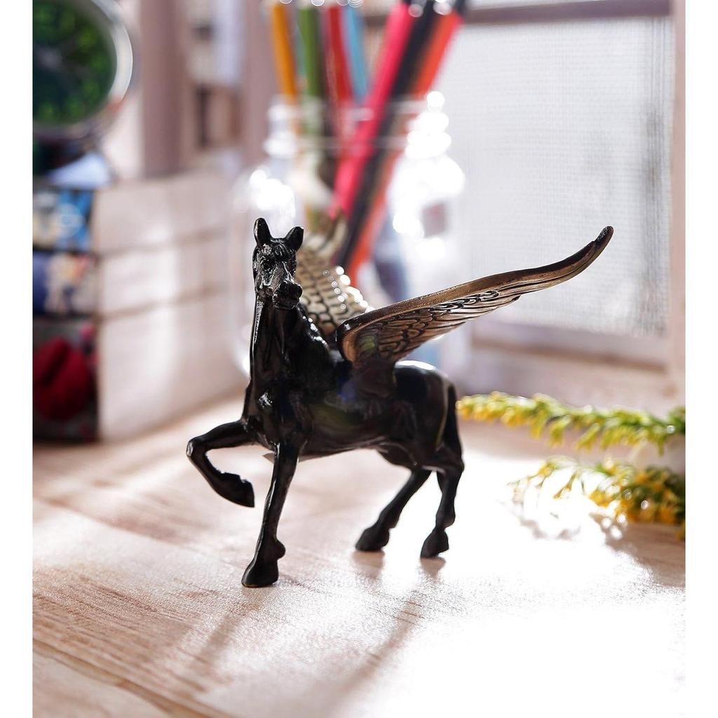Antique Finish Brass Flying Angel Horse ( Brown and Black)