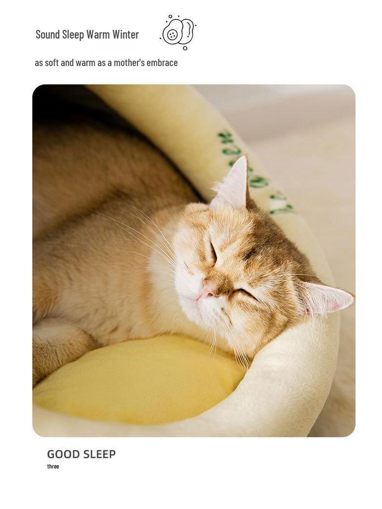 All-Season Avocado Pet Bed: Removable, Washable Shelter for Cats & Small Dogs