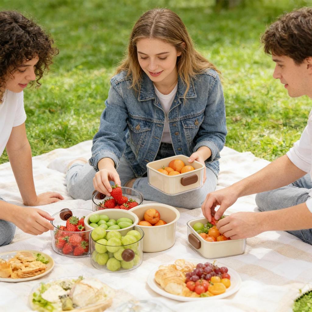 Fruit Storage Stackable 360-Degree Rotating Food Container Fruit Storage Plate For Vegetable Nut Family Gathering Picnic Kitchen