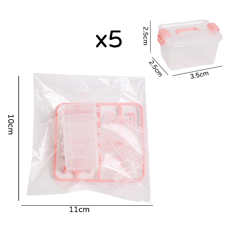 5Pcs Portable Organizer Case Dollhouse Transparent Plastic Storage Box Household Lightweight Storage Boxes