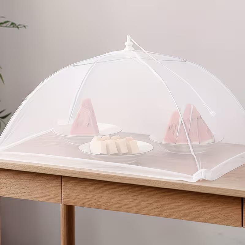 Foldable Food Cover Umbrella Mesh Fly Proof Food Cover Dustproof Dining Table Food Protector for Rice Vegetables Picnic Kitchen