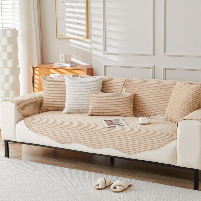 Winter Plush Simple Modern Sofa Cushion Seat Cushion Solid Color Sofa Cover Thickened Warm Non-Slip Sofa Cover Cloth Towel