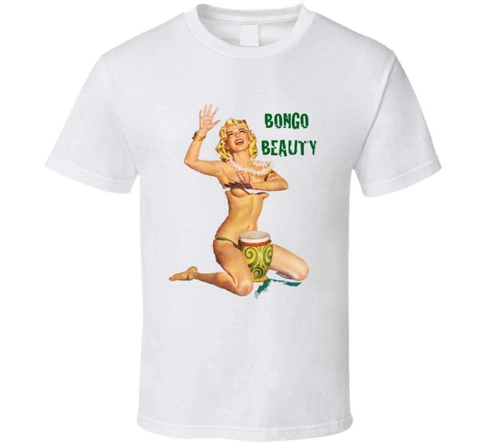 

Bongo Beauty Pinup Bongos Retro Vintage T-shirt Tee 60s Beat Drum Conga Drums L