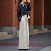 Demana Fall Cloud Cotton Pleated Wide-Leg Commuter Pants