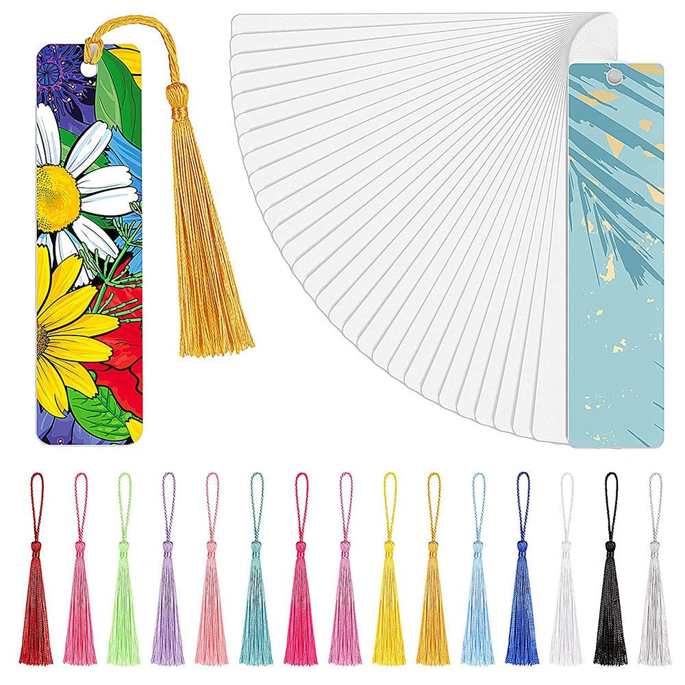 Colorful Tassel Bookmarks: DIY Aluminum for Sublimation & Crafts, Perfect for Birthdays & Weddings.