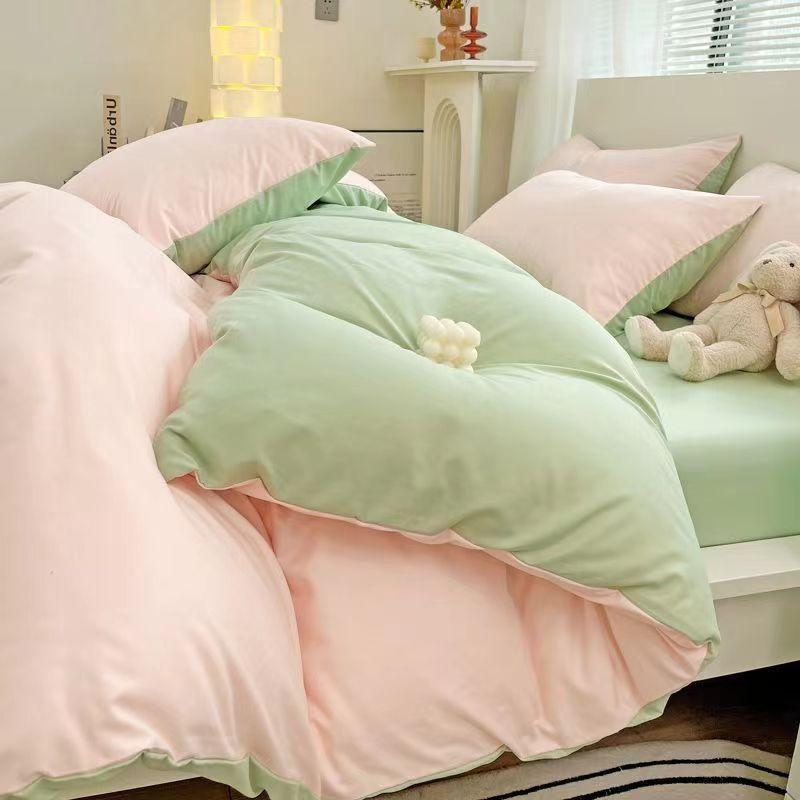 Bedding Four-piece Set Printed Skin-friendly Water Wash Sheets Quilt Cover Pillowcase Set