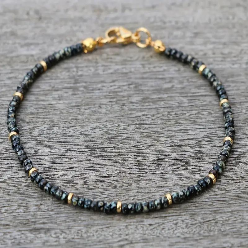 Bohemian Turquoise Gold Spacer Anklet – Dainty Spiritual Foot Jewelry, Calm Protection Gift for Women