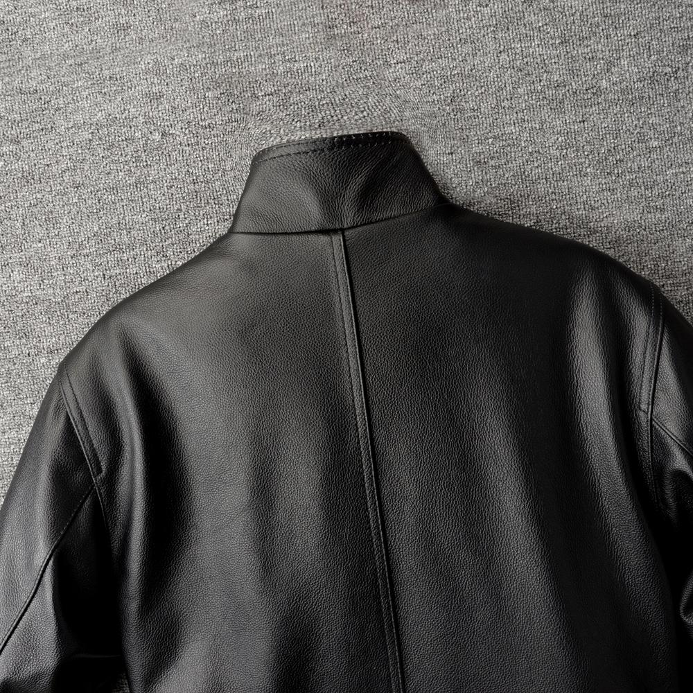 Casual Long Jacket Men Genuine Cow Leather Coat Classic Black Plus Size Jackets Men's Clothes Autumn Winter