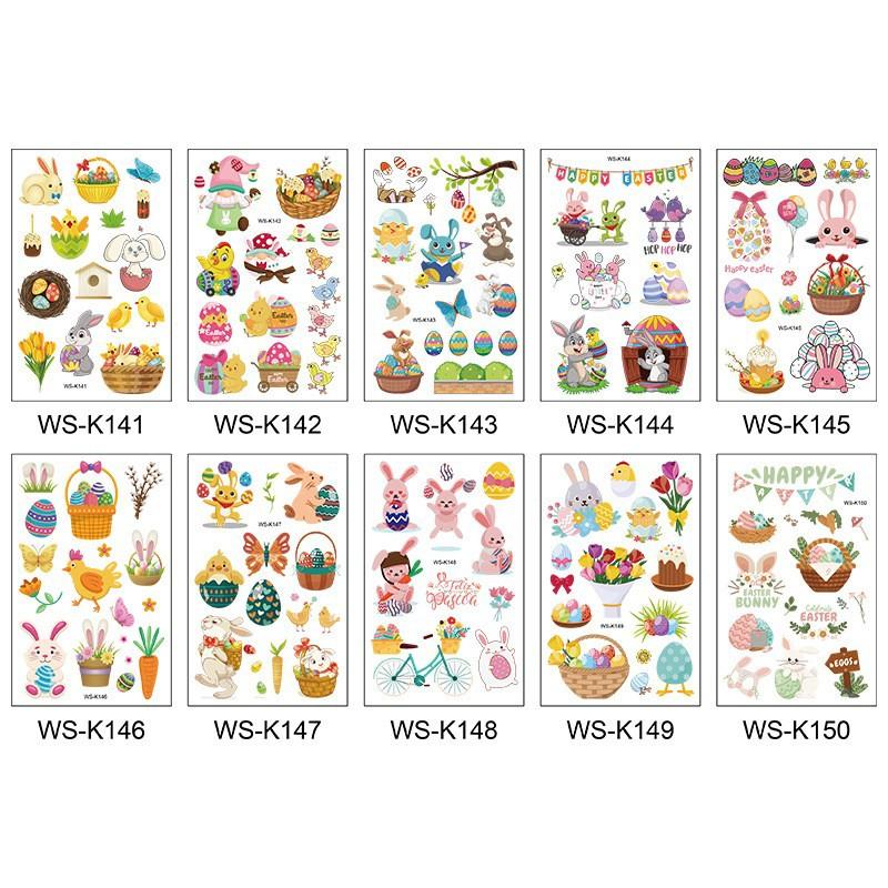 Cross Border Easter Party Egg Tattoo Sticker Waterproof Holiday Children's Cartoon Rabbit