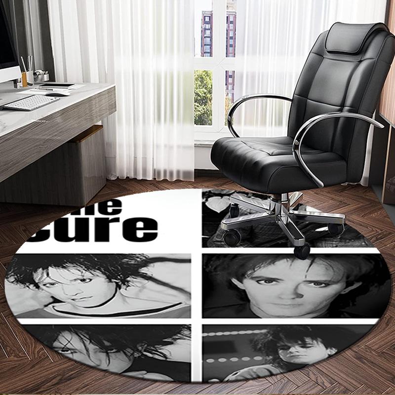 1PC The Cure Band Portraits Round Rug, Non-slip Chair Mat, Home Decor, Circle Carpet Perfect for Office, Bedroom, Living Room,Christmas gift