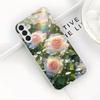 Beautiful flower plated glass phone case suitable for Samsung Galaxy S26 S25 S24 S23 S22 S20 FE/Ultra/Plus anti drop back cover