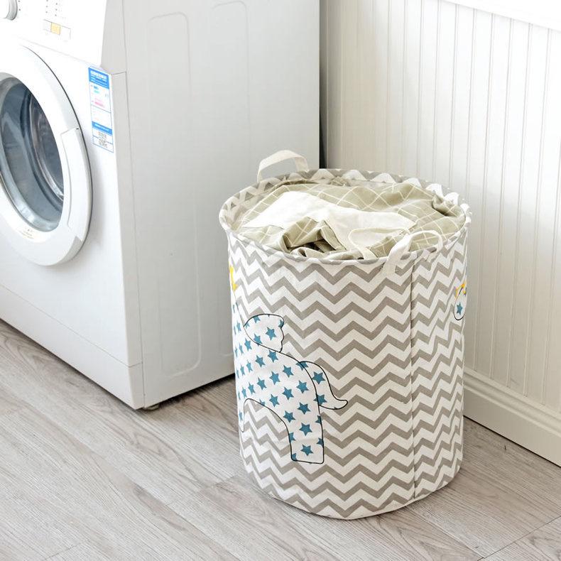 Nordic Cartoon Horse Cotton Linen Laundry Basket - Large Folding, Waterproof Storage for Clothes and Toys
