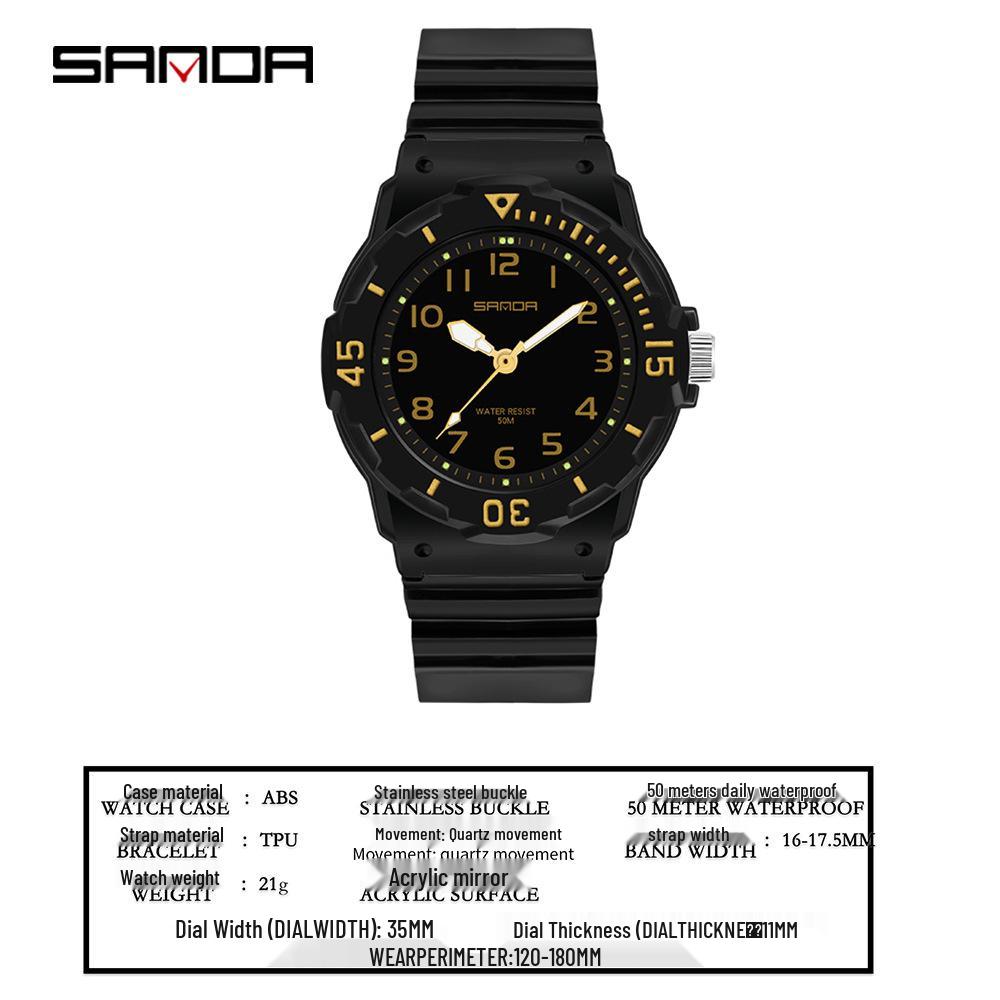 Sanda Unisex Youthful Style Wristwatch - Simple, Sleek, Versatile, and Elegant for Students