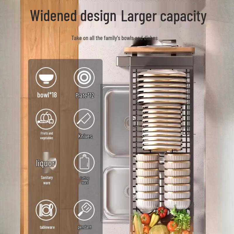 Gunmetal Grey Stainless Steel Double-Layer Dish Rack