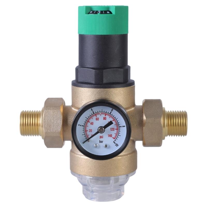 Wasserdruckregler mit Manometer und Sieb Messing-Druckminderer für Trinkwasser