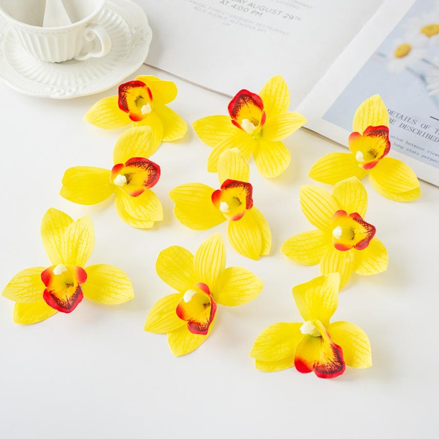 50/100PCS Artificial Flower Silk Orchid Home Room Table Decora Festival Outdoor Garden Yard Wedding Bridal Bouquet Diy Gift Box