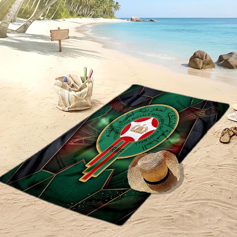 Morocco Football Print Beach Towel Quick Dry Super Absorbent Soft Bath Towel for Swimming Beach Travel Fan Souvenir Gift