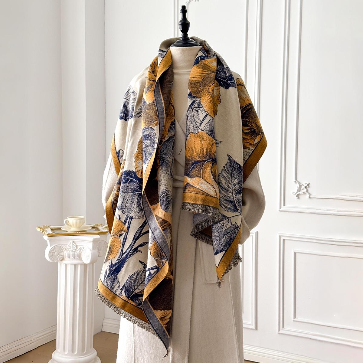 

Women Winter Fashion Imitation Cashmere Scarf: Warm Luxury Pashmina Thick Shawl Wrap, Multi-Use Neckerchief Bufanda Echarpe Ponc