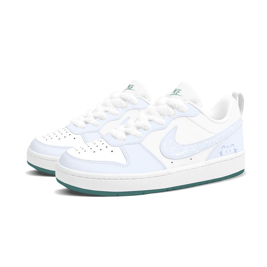 Nike Court Borough Milk Blue Soft Abrasion Resistant Low top Skateboard Shoes Women's White Blue DV5456-103(Team1644-)