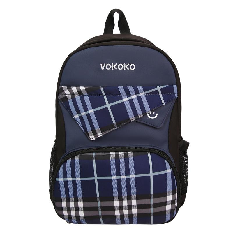 

Рюкзак для ученика средней школы, женский рюкзак в студенческом стиле, легкий клетчатый рюкзак большой вместимости синий
