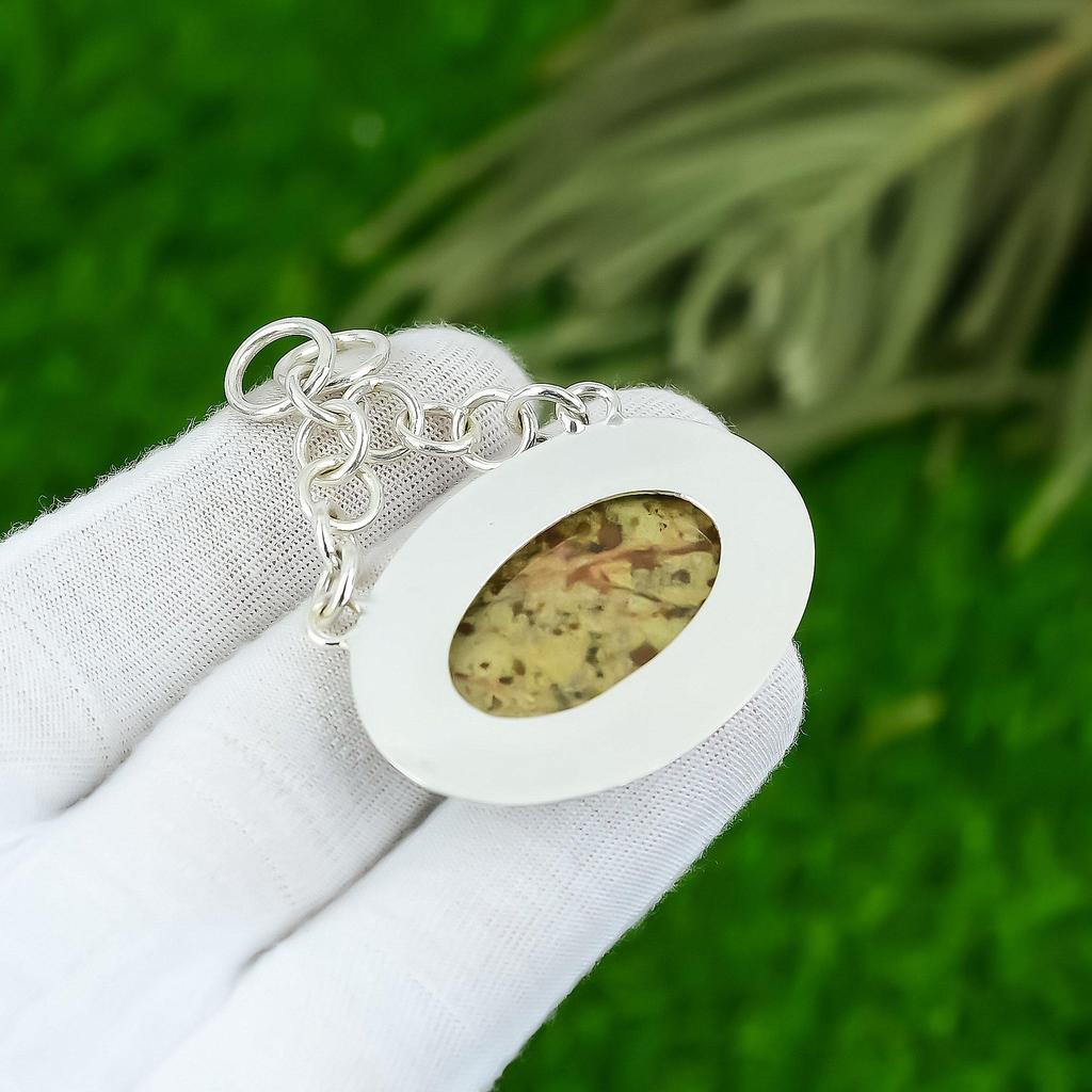 Friendship Day Deal Polychrome Jasper Stone 925 Sterling Silver Pendant Jewelry