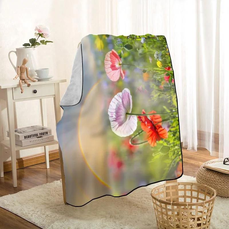 New Arrival Poppies Flower Blankets Printing Soft Blanket Throw On Home/Sofa/Bedding Portable Adult Travel Cover Blanket