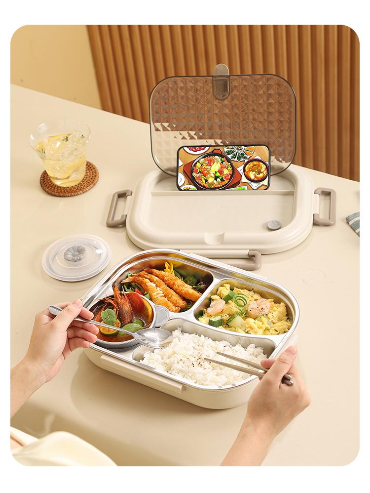 304 Stainless Steel Insulated Bento Lunch Box - Large Capacity, Food-Grade, Sealed Container for Students
