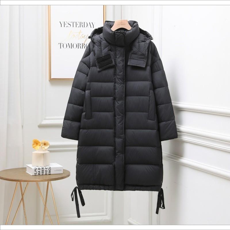 Womens Mid-Length Down Coat Winter Warm Loose Fit White Duck Outerwear Cold Weather