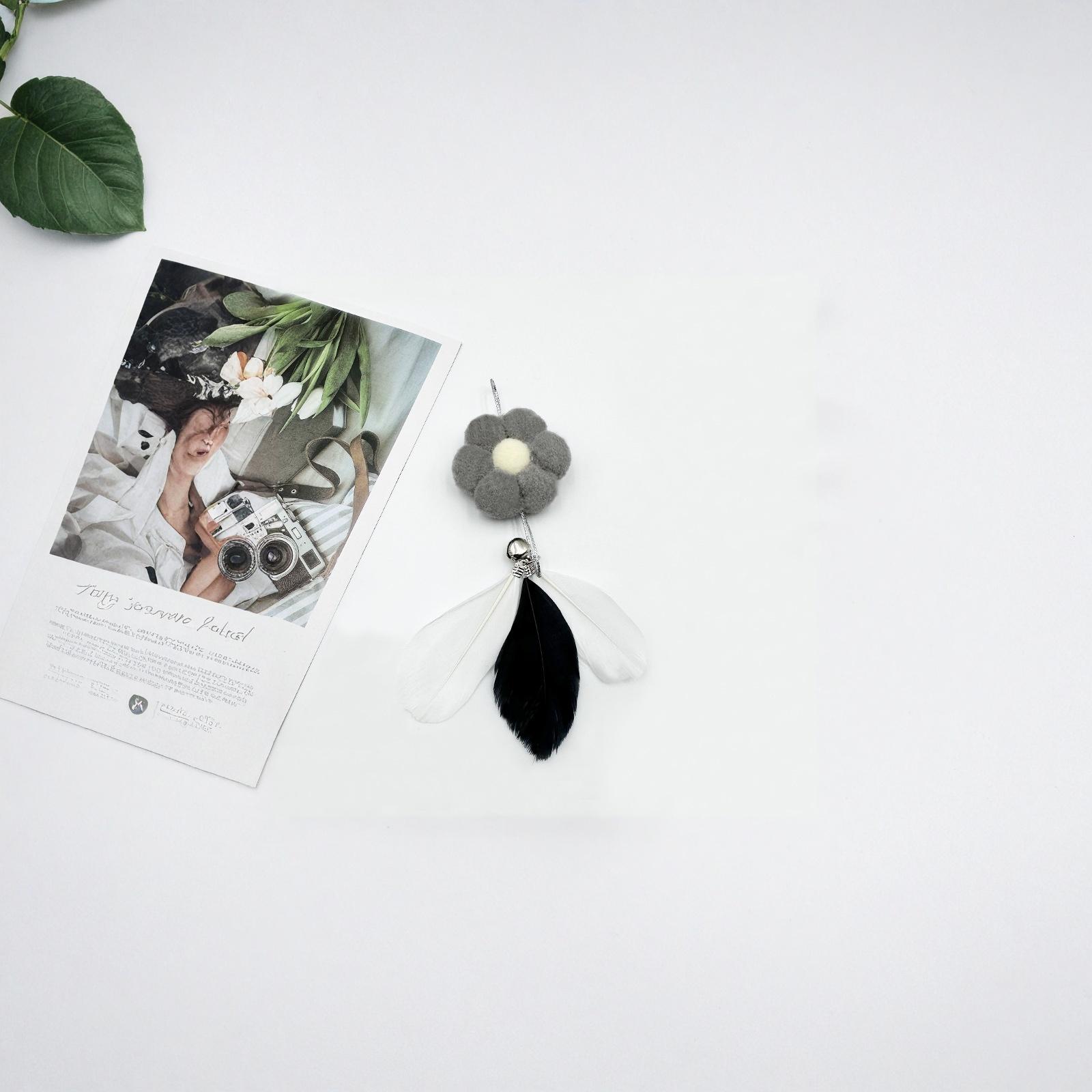 Toy Flower Feather Bell Teaser Wand Refill Interactive Self-Playing Pet Supplies one size