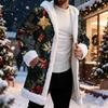 Men's Christmas Long Hooded Cardigan With Pockets Warm Jacket