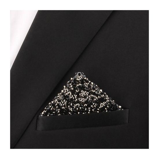 Rhinestone Pocket Square for Men Pre Folded Handkerchief Sparkling Pocket Square Fits Blazer Tuxedo Pockets for Wedding Dating Formal Attire