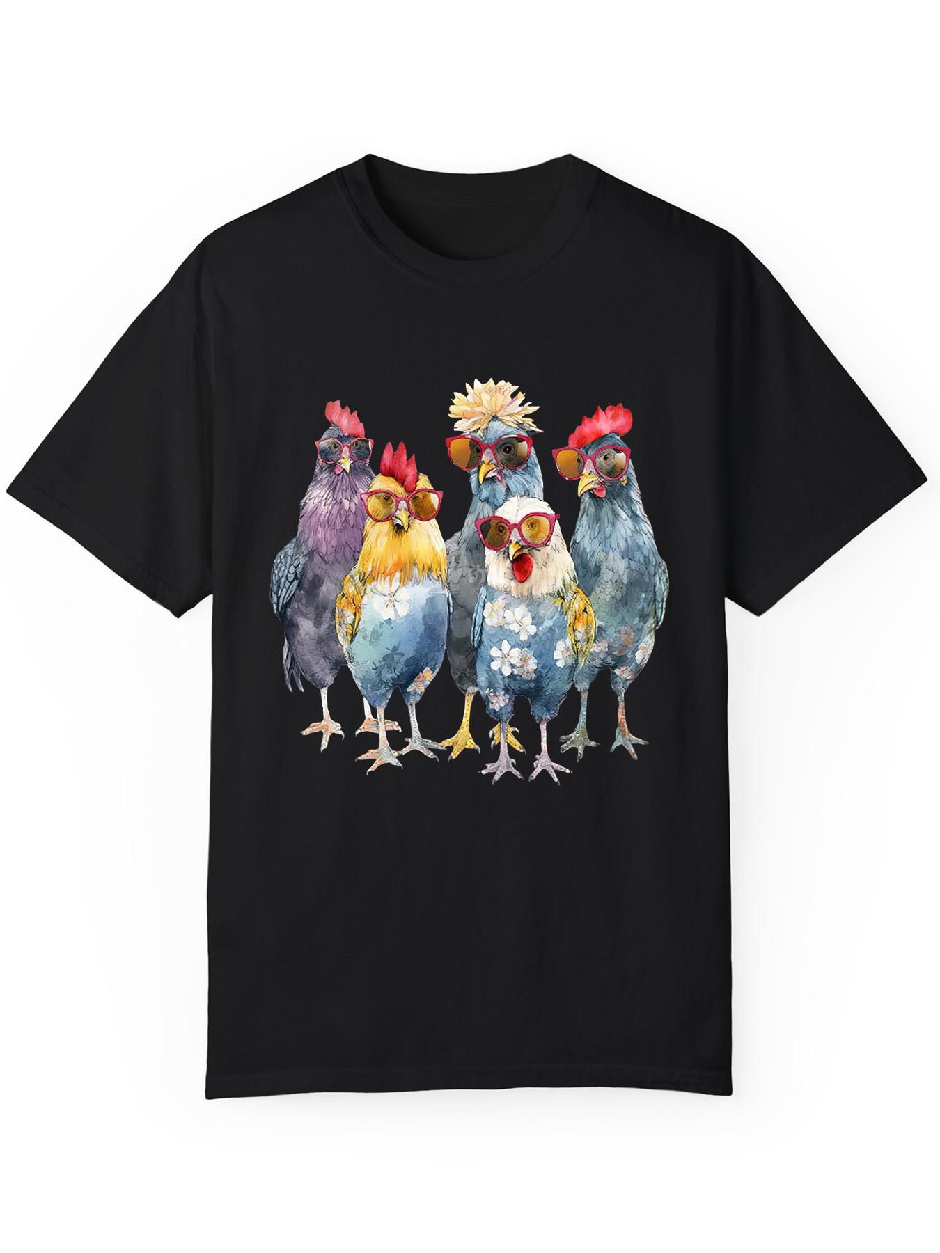 

Unisex S Summer Cotton T-Shirt with Knit Fabric - Casual Crew Neck Top with Alphabet Chicken Print S