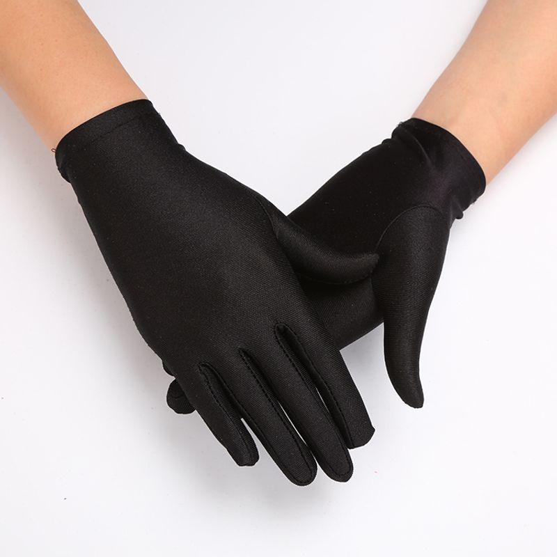 

Женские перчатки спандекс эластичные облегающие гладкие танцевальные этикетные ювелирные перчатки черно-белые осенне-зимние термотонкие короткие перчатки Ladies Black 5 pairs One size