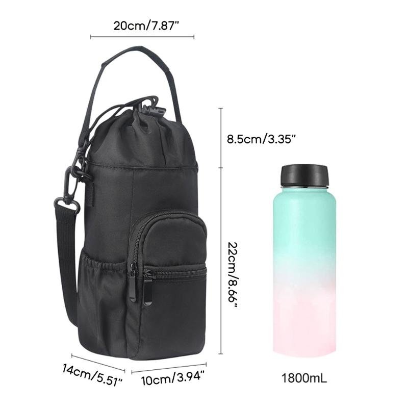 Portable Insulated Water Bottle Carrier Bag Adjustable Shoulder Strap Bottle Pouch Holder for Hiking Travelling Camping