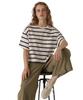 Avirex NAVAL POCKET SHORT Navy Size F Women's T-SHIRT, Striped, 122, 783-5935601