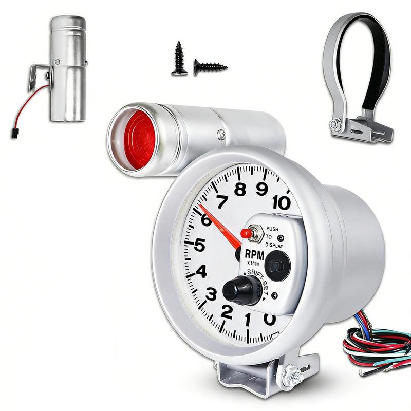 Long Lasting Automotive Gauge LED Tachometer 10000 RPM LED Tachometer Intuitive Layout Aluminum Plastic Construction
