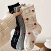 Winter Socks for Girls, Cartoon Puppy Plush Bow Wool Socks, Cute Mid-calf for Girls, Warm Girls