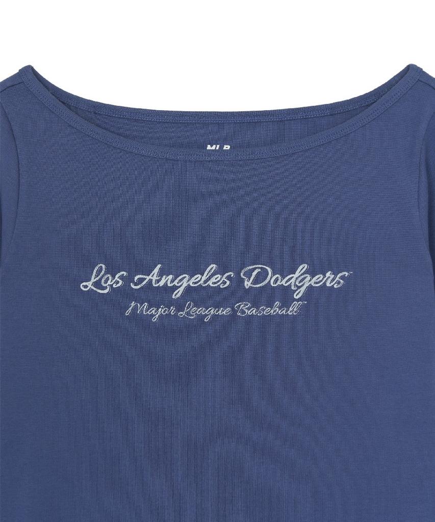 Emelbi Women'S Boat Neck Lettering Long Sleeve T-Shirt La (Indigo)
