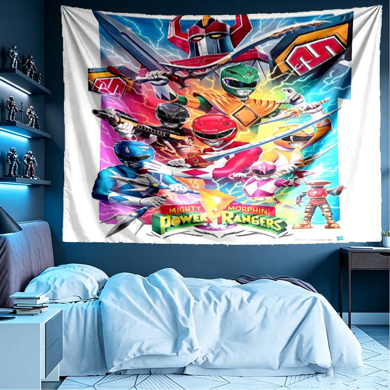 Mighty Morphin Power Rangers Print Tapestry, Lightweight Wall Hanging, for Bedroom, Dorm, Living Room, Home Art Decor - Birthday Christmas Gift for Fr
