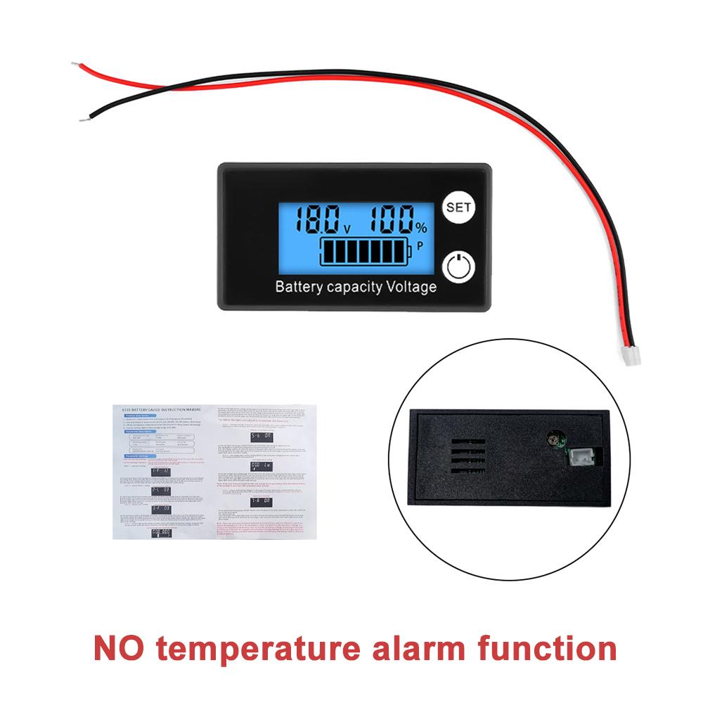 DC 8-100V Batterie Spannungsmonitor Messgerät mit Alarm Lithium-Ionen Kapazitätsanzeige LCD-Display für Blei-Säure Ternäre Eisenbatterie