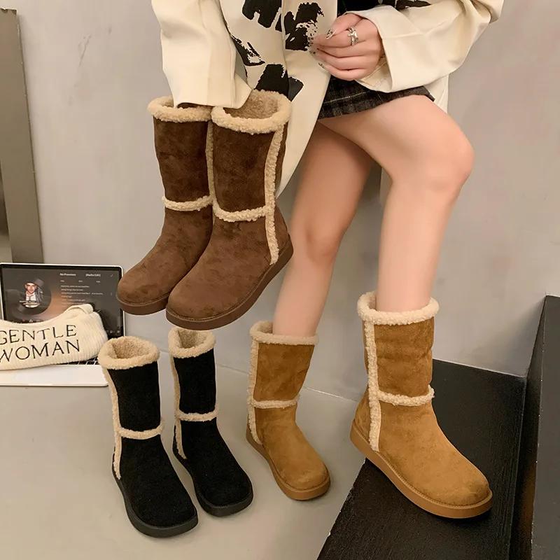 Fashion Women's Winter Padded and Thickened Warm Snow Boots 2024 New Round Head Suede Short Flat Northeast Cotton Boots
